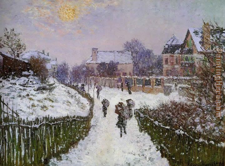 Boulevard St Deni Argenteuil Snow Effect painting - Claude Monet Boulevard St Deni Argenteuil Snow Effect art painting